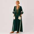 Noor | Green Ethnic Print Kaftan