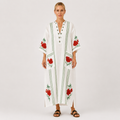 Elena | White Rose Print Kaftan