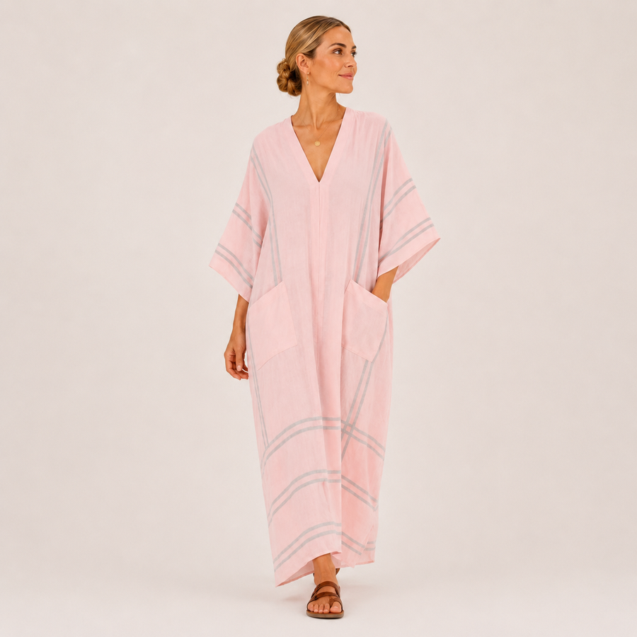 Soraya | Pink Striped Kaftan