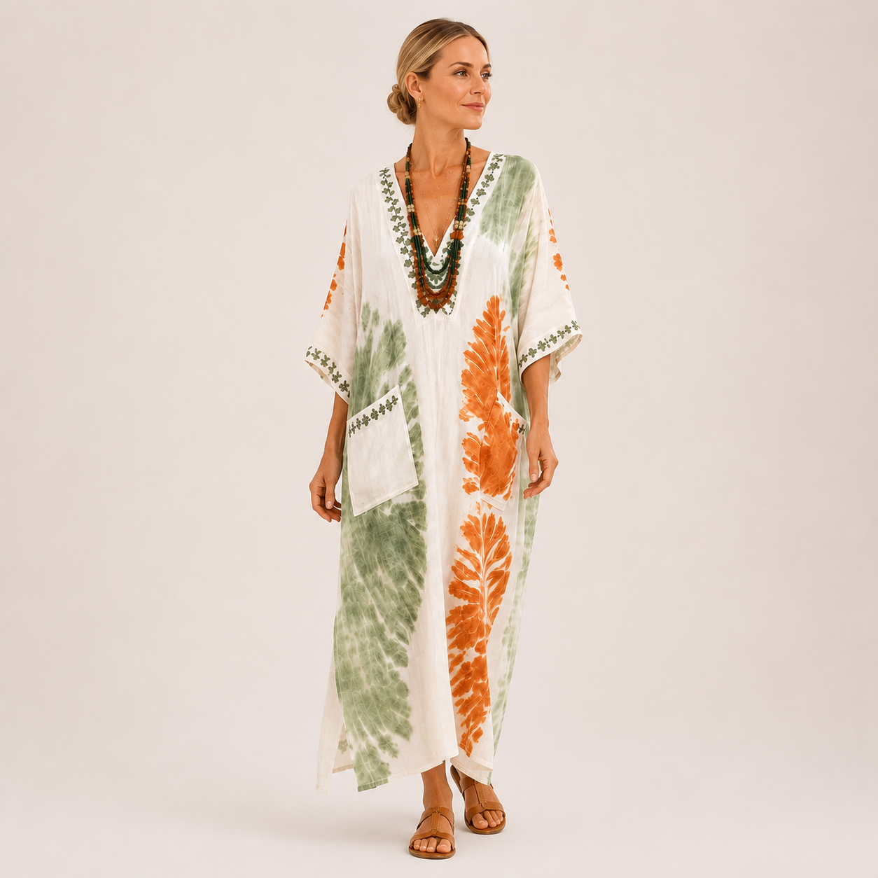 Mariam | Green Tie-Dye Kaftan