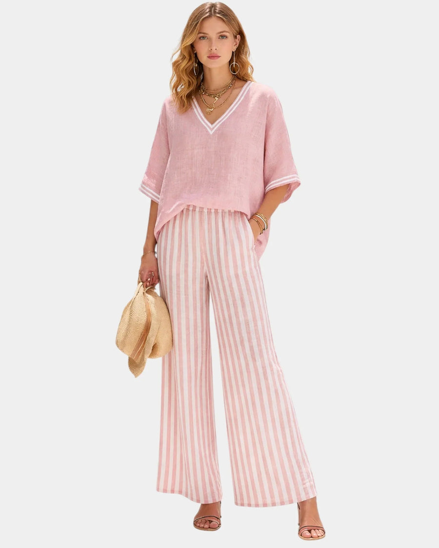 Tristane | Striped Blouse & Pants Set