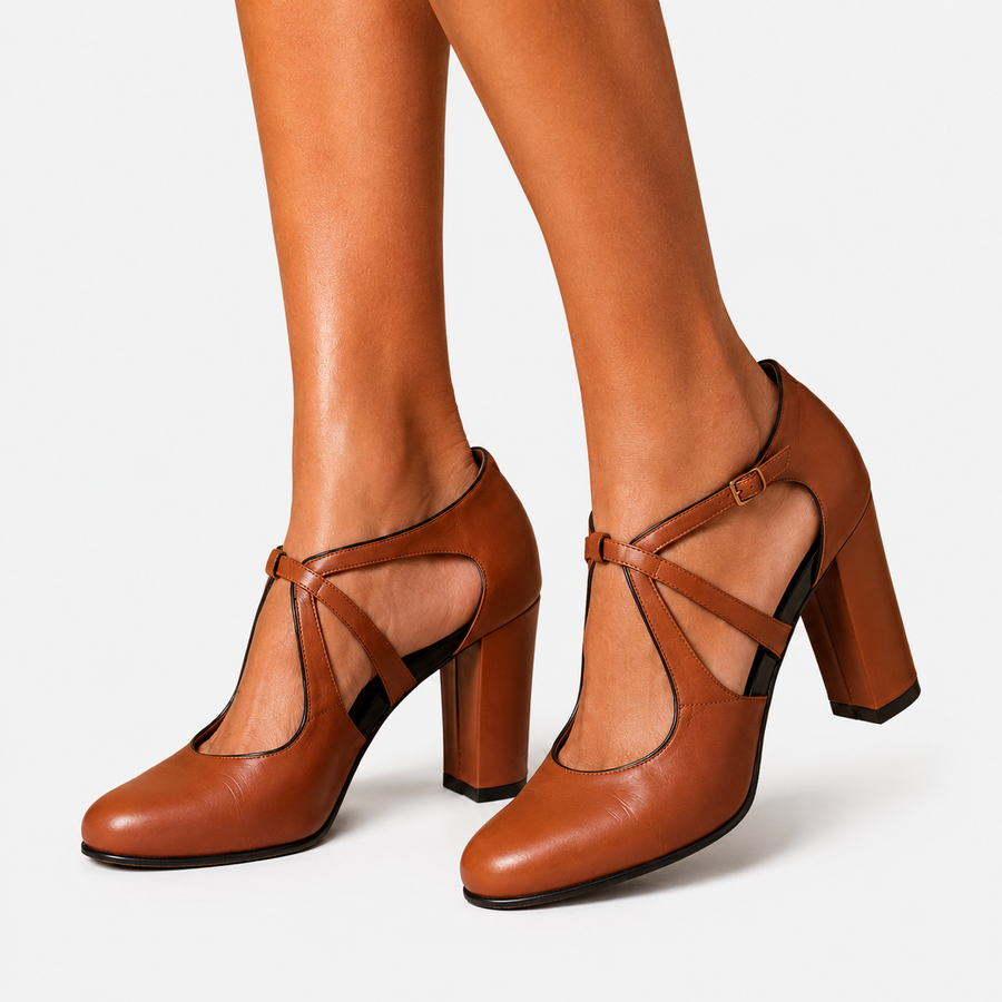 CAMILLE  | Elegant Genuine Leather Comfort Heels