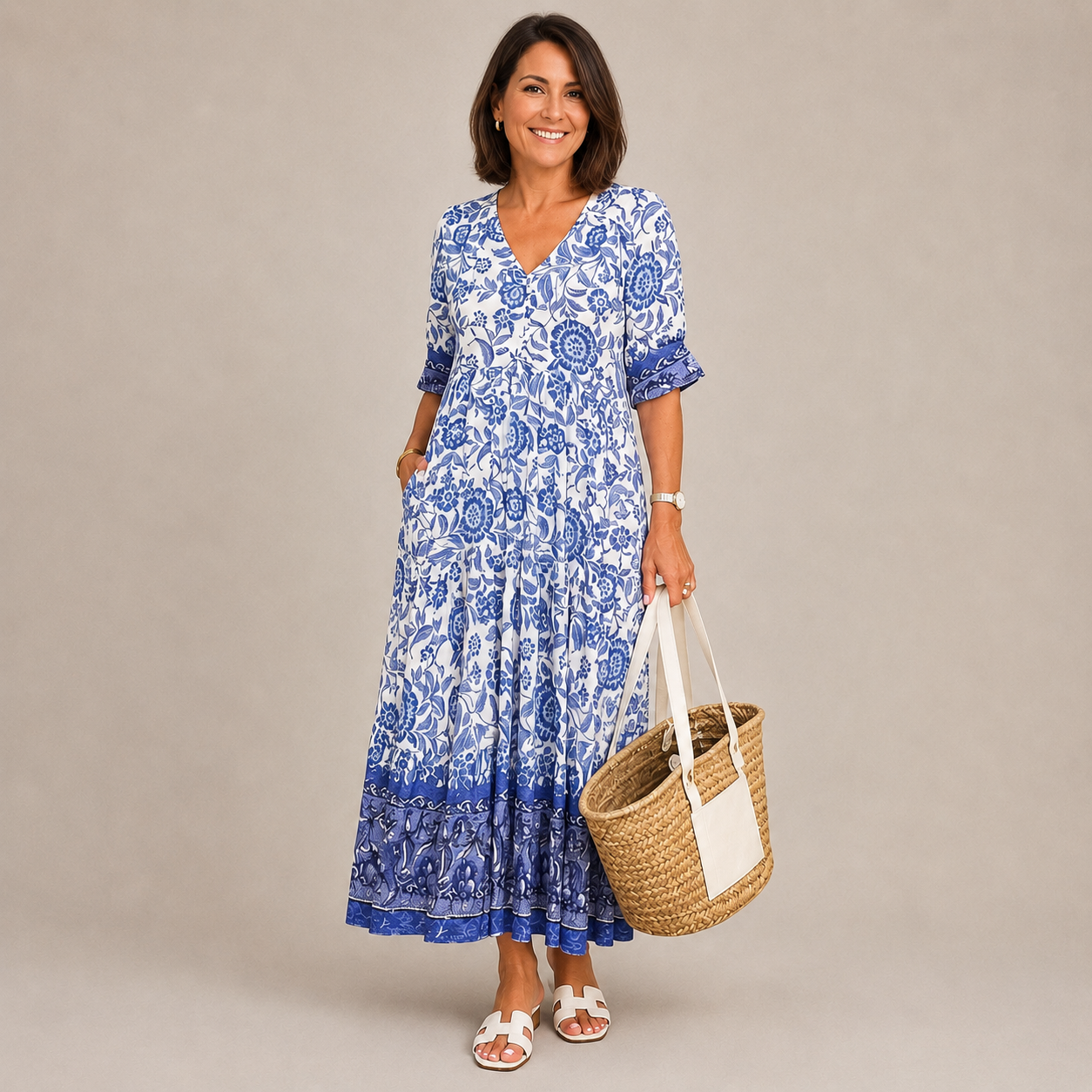 KEISHA | Graceful V-Neck Floral Dress