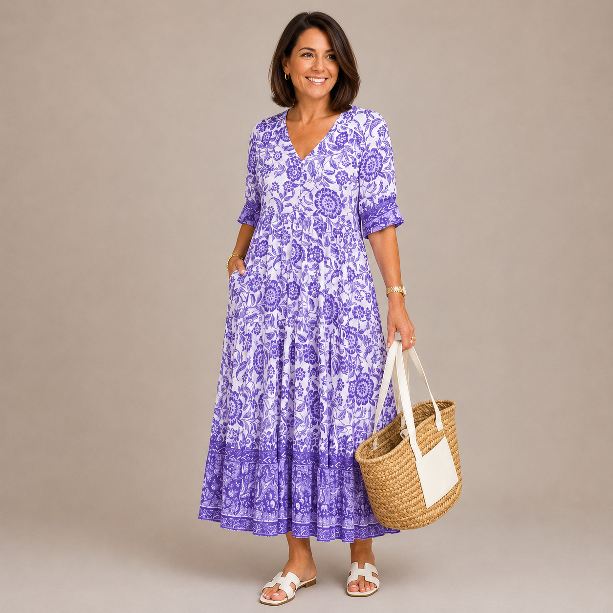 KEISHA | Graceful V-Neck Floral Dress