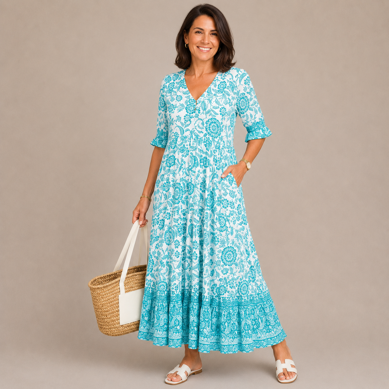 KEISHA | Graceful V-Neck Floral Dress