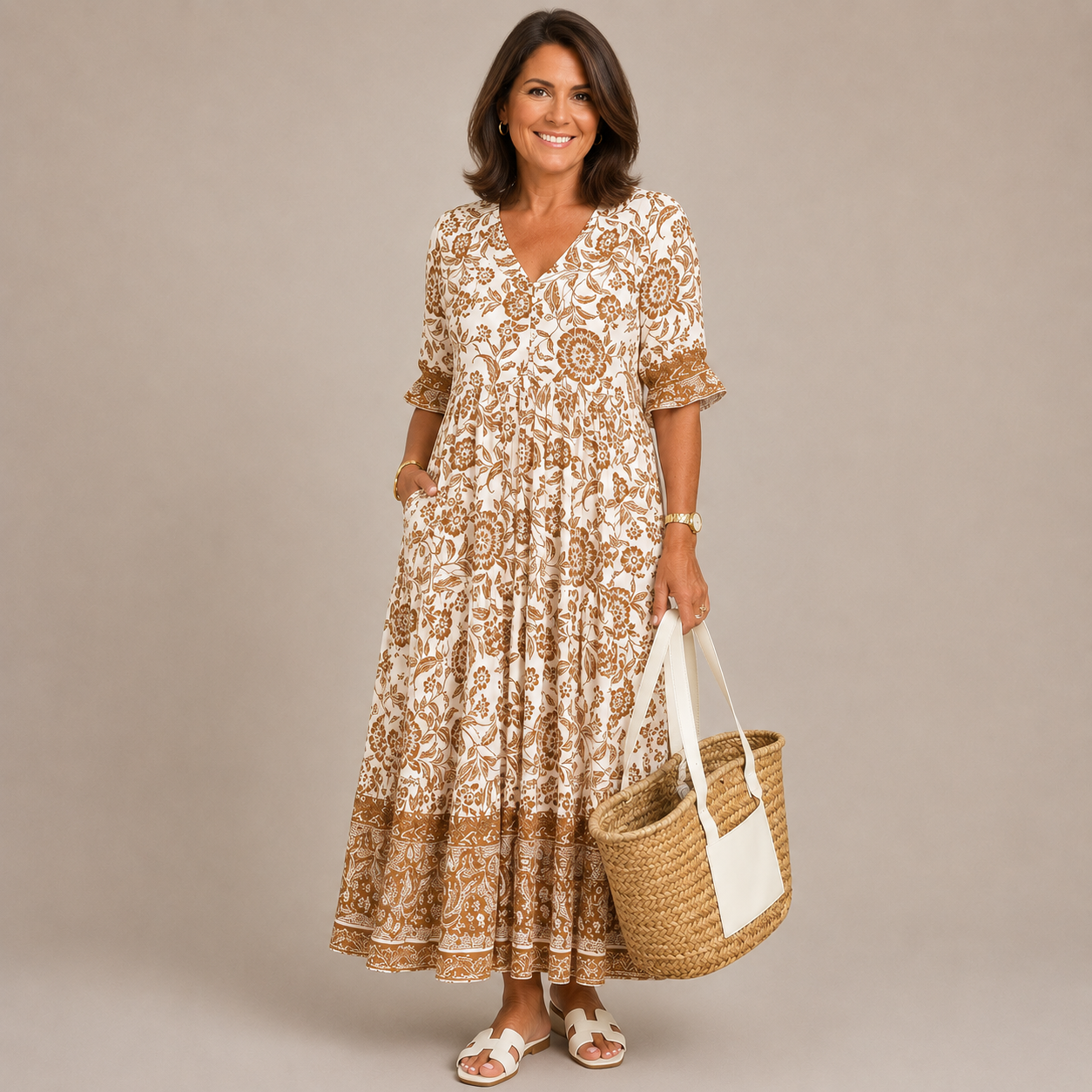 KEISHA | Graceful V-Neck Floral Dress