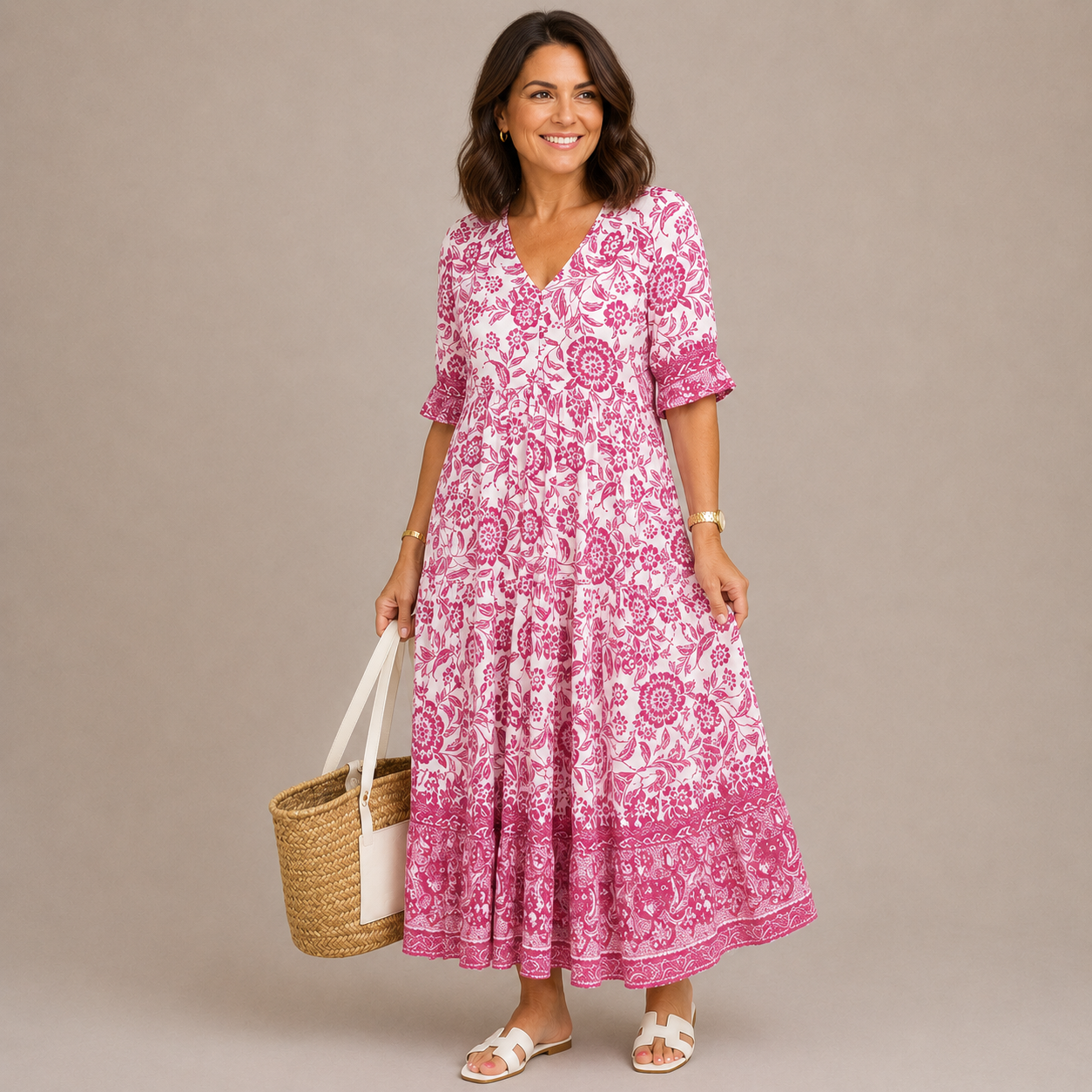 KEISHA | Graceful V-Neck Floral Dress
