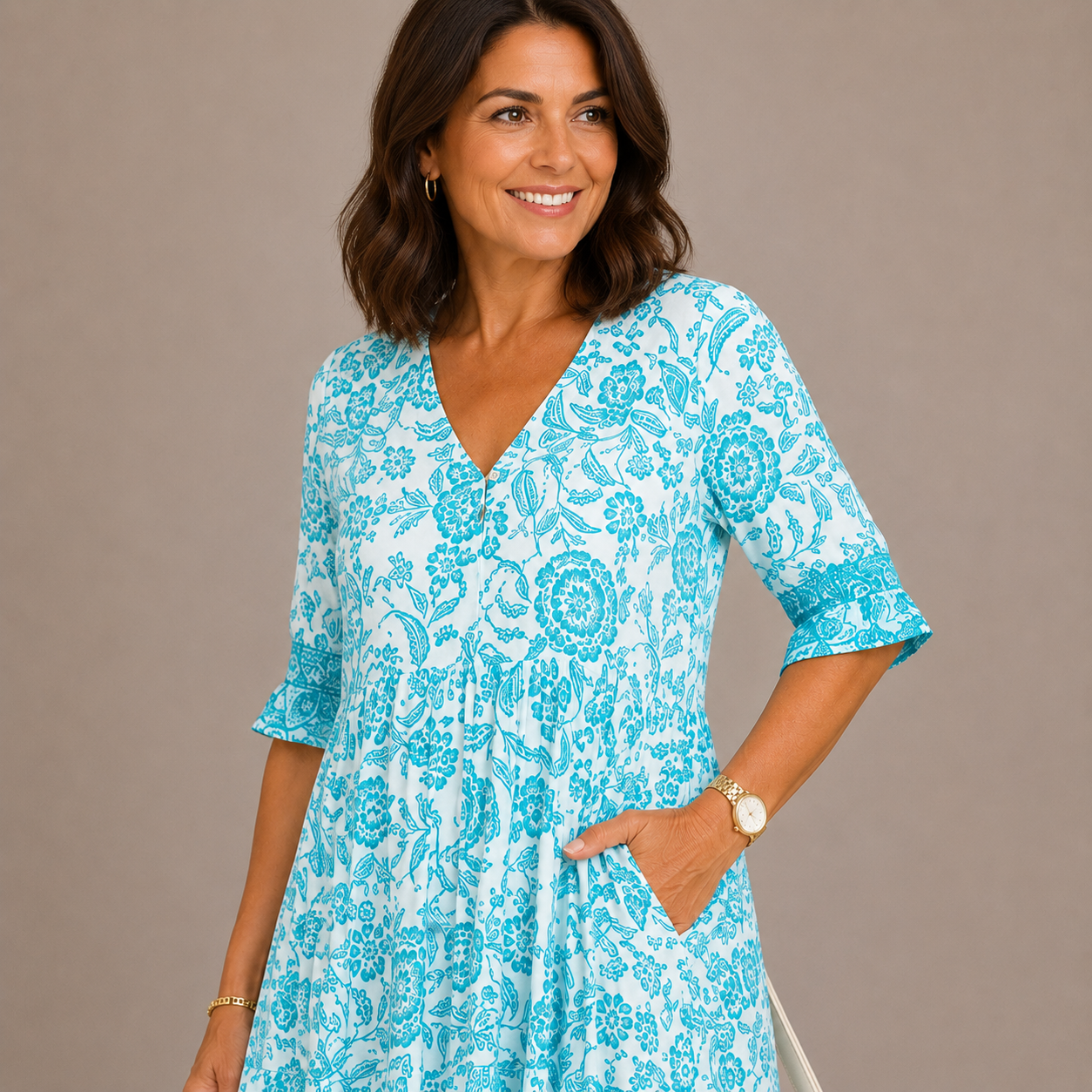 KEISHA | Graceful V-Neck Floral Dress