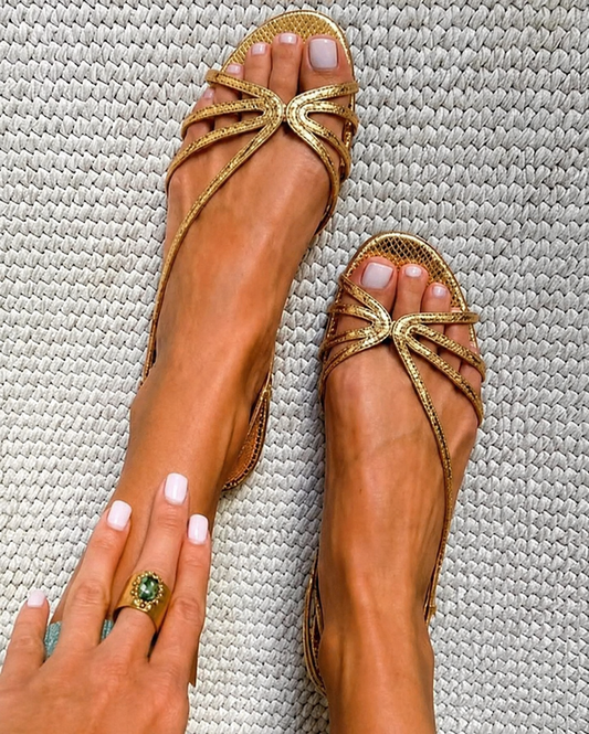 Metallic Strap Sandals