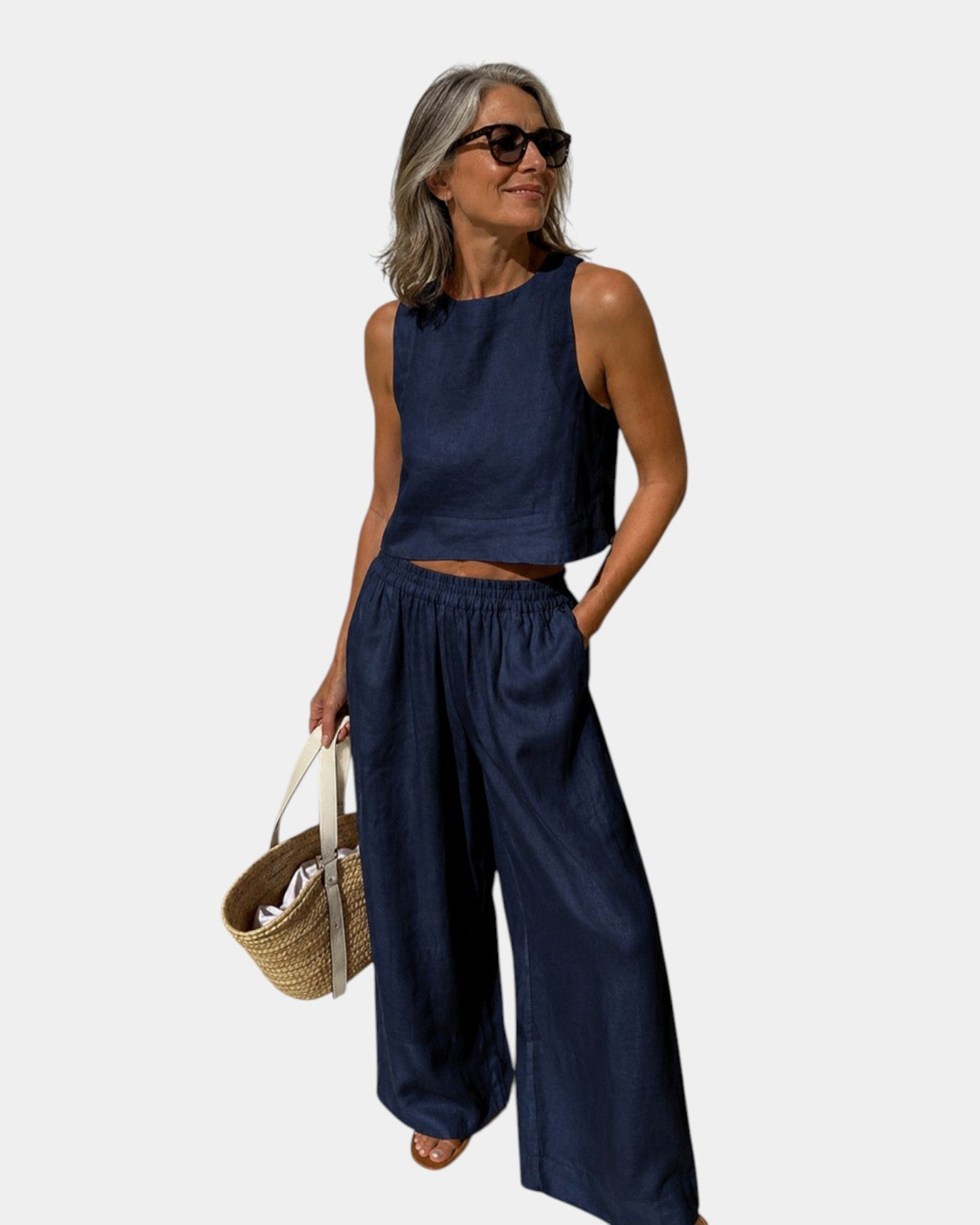 Shéhérazade | Cotton-Linen Blouse & Pants Set