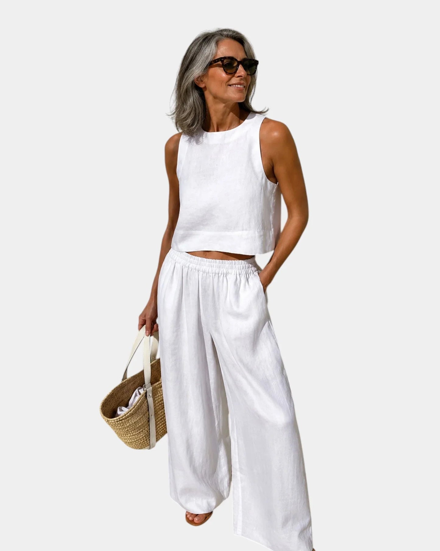 Shéhérazade | Cotton-Linen Blouse & Pants Set
