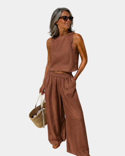 Shéhérazade | Cotton-Linen Blouse & Pants Set