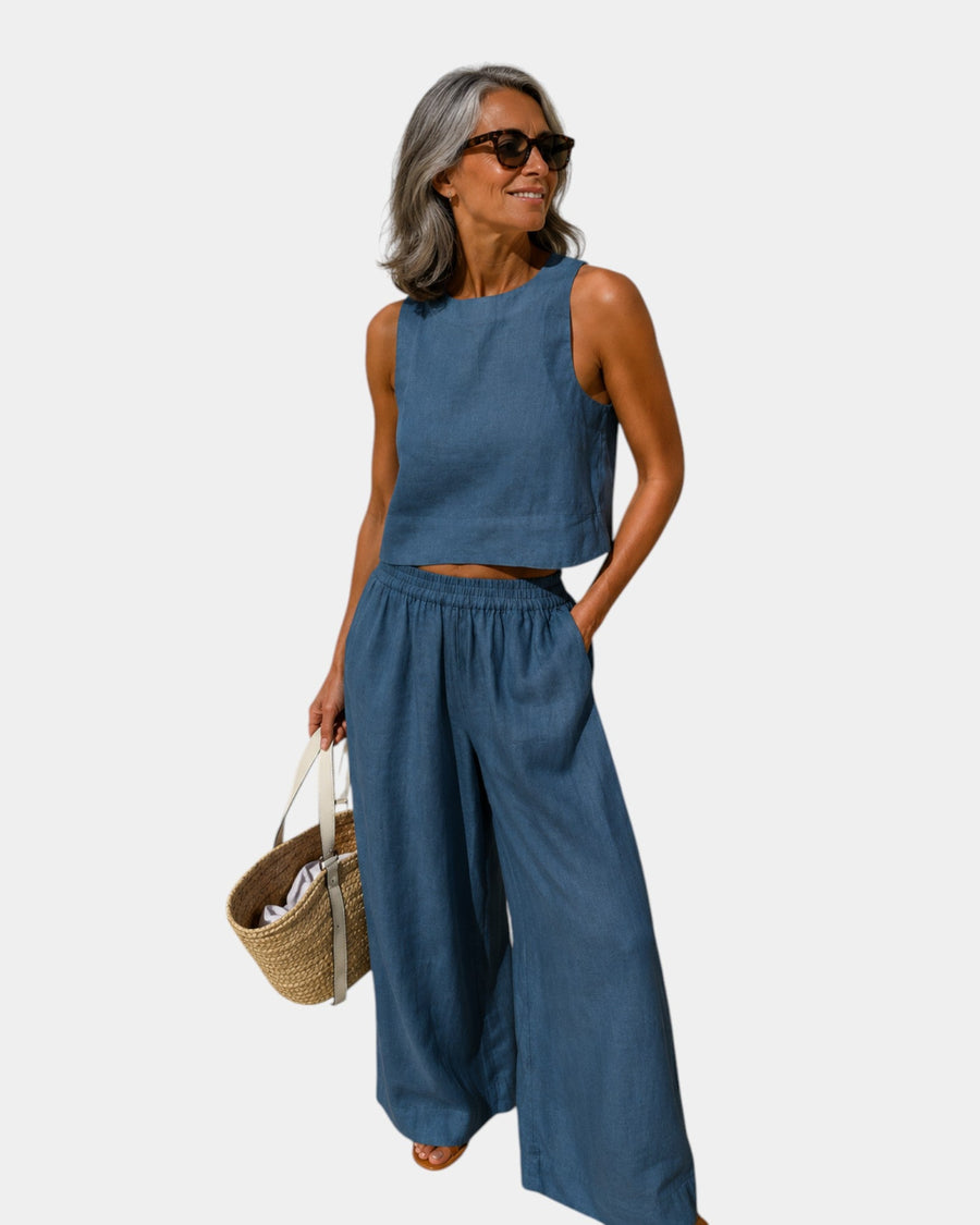 Shéhérazade | Cotton-Linen Blouse & Pants Set - women's set