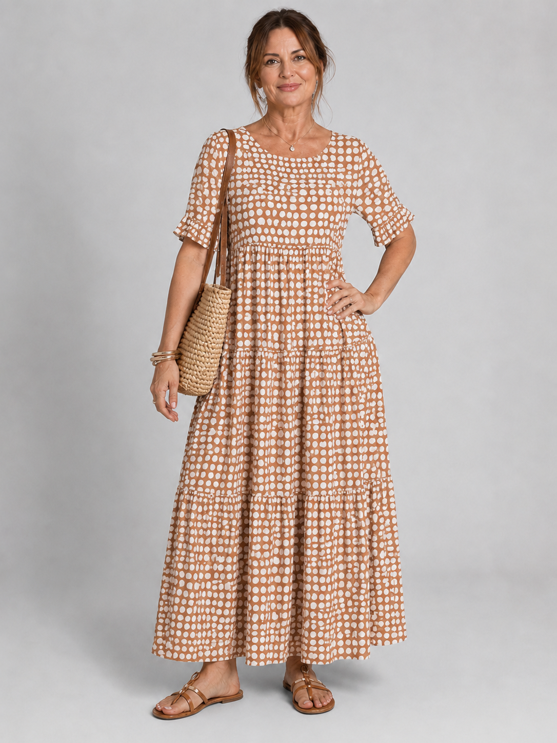 Bianca | Short-Sleeve Midi Dress