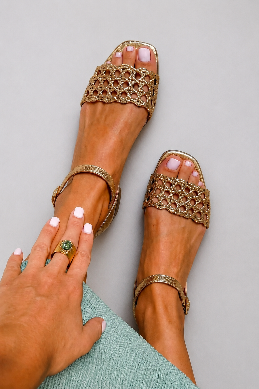 Square-Toe Flat Sandals