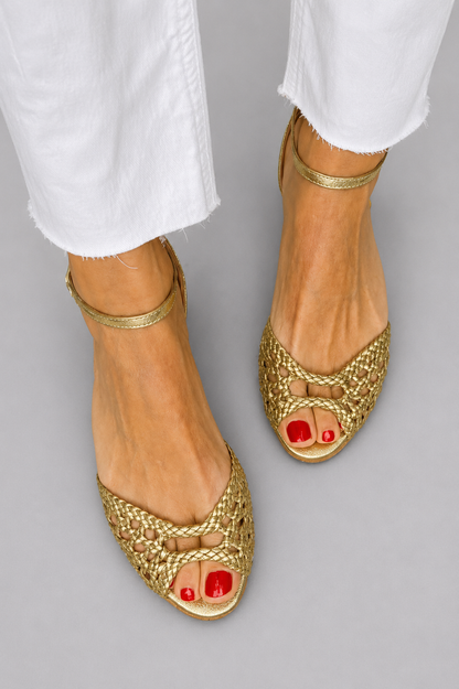 Isadora | Braided Gold Comfort Sandals