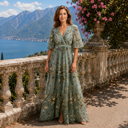 Élodie | Long Floral V-Neck Dress