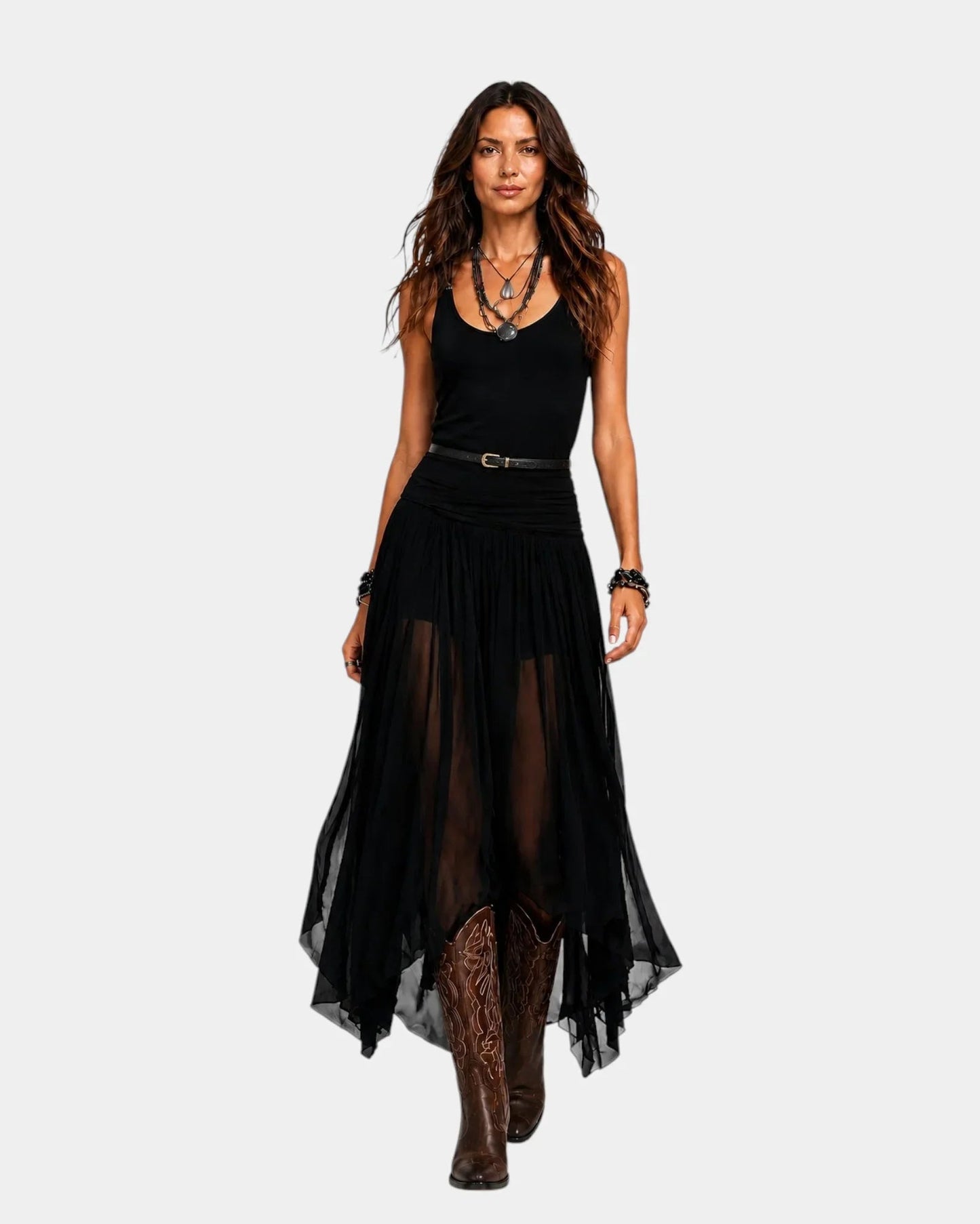 Talia | Layered Blouse, Pants & Skirt Set - women's set