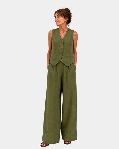 Assia | Sleeveless Vest & Pants Set