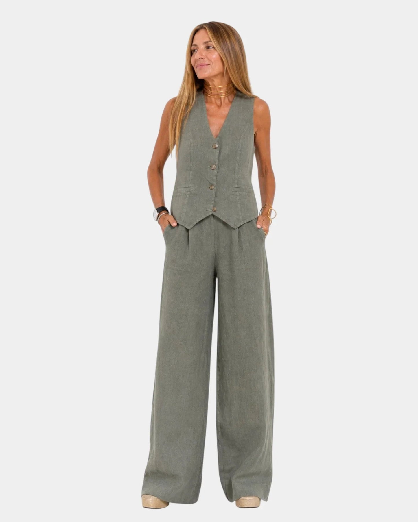 Assia | Sleeveless Vest & Pants Set