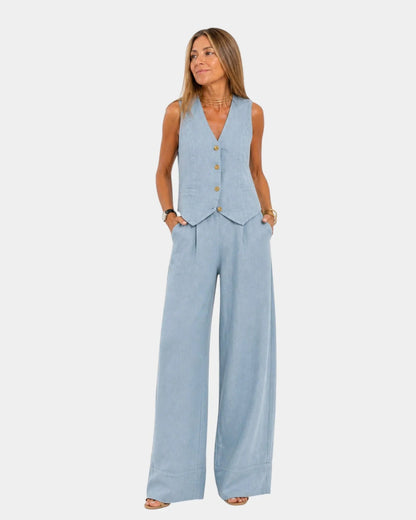 Assia | Sleeveless Vest & Pants Set
