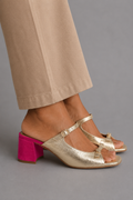 Chunky Slingback Block-Toe Heels