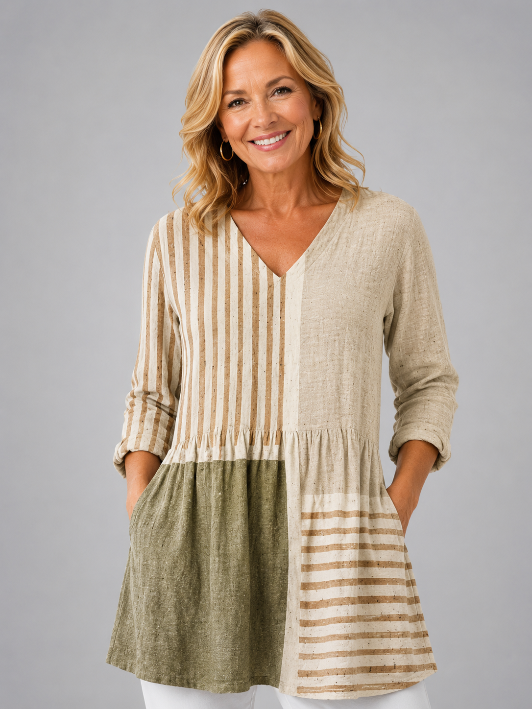 Camille | Long Blouse with V-Neck