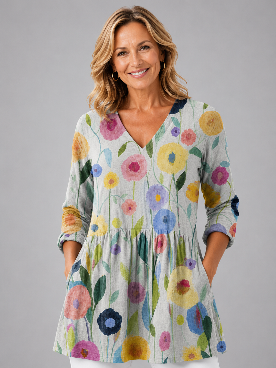 Louise | Long Blouse with V-Neck
