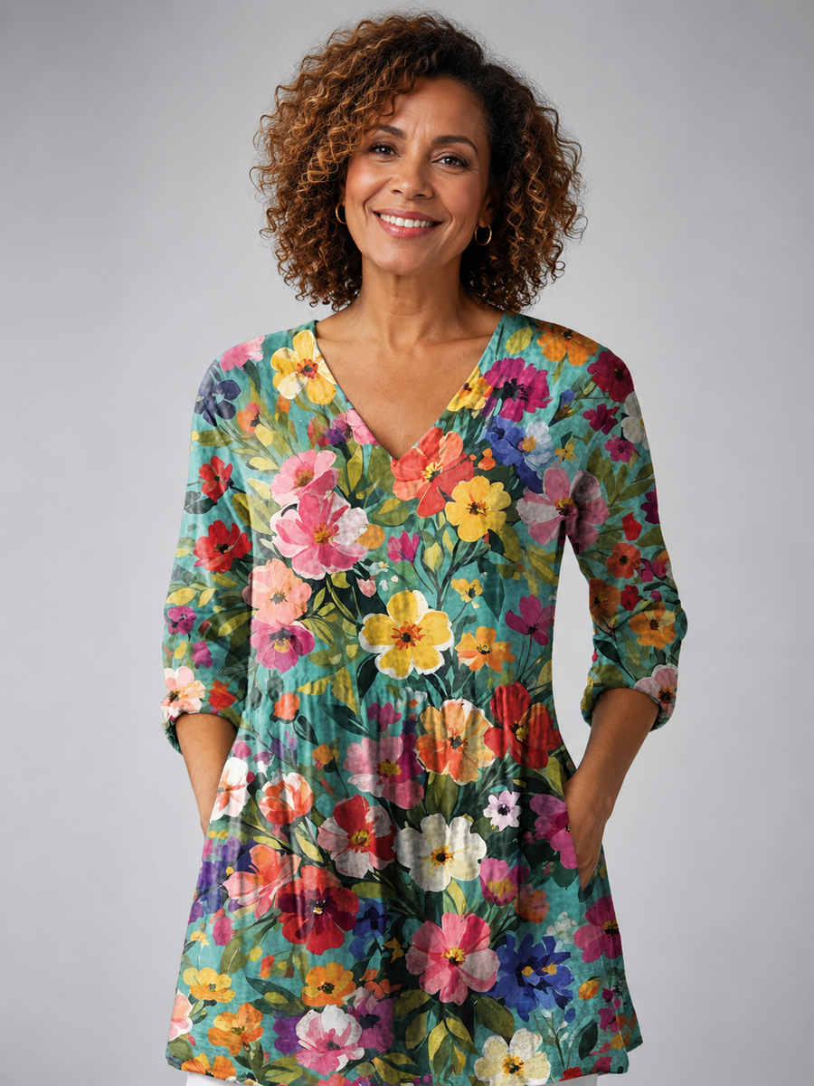 Nora | Long Blouse with V-Neck