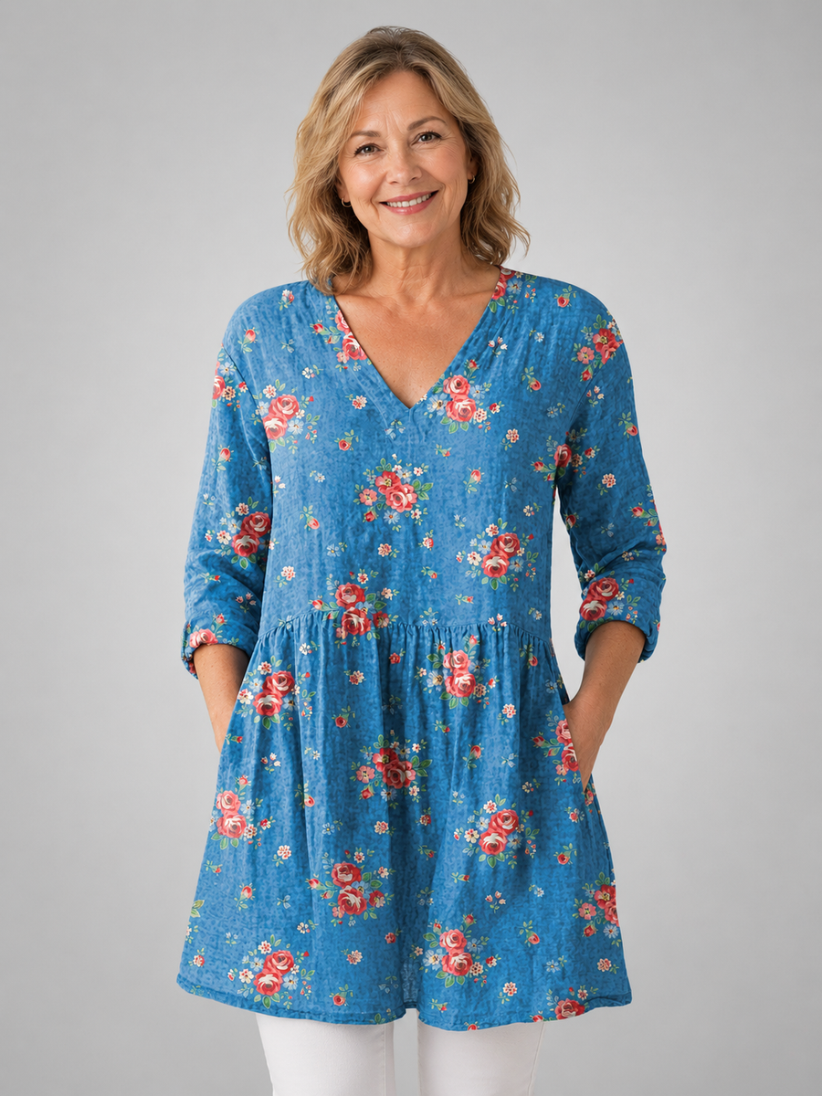 Melanie | Long Blouse with V-Neck
