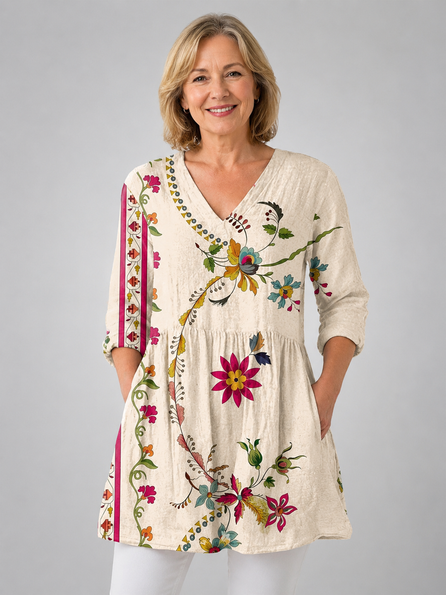 Clara | Long Blouse with V-Neck