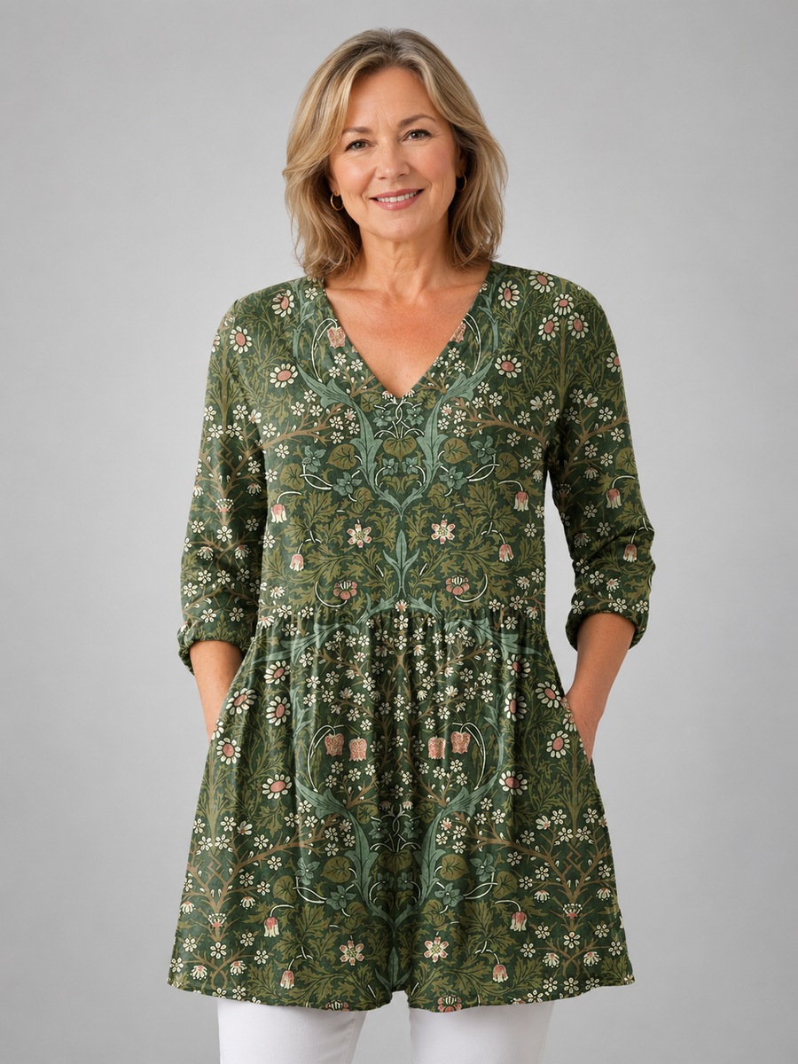 Julie | Long Blouse with V-Neck