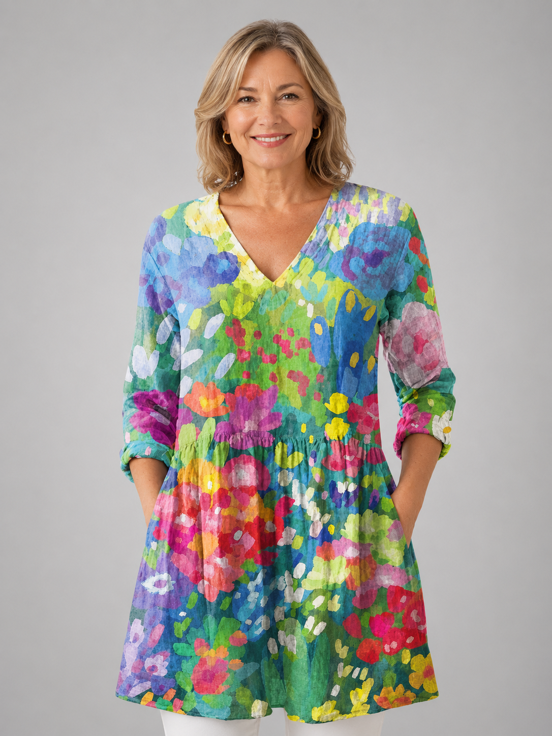 Maelle | Long Blouse with V-Neck
