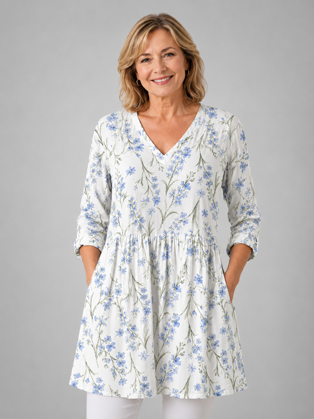Jeanne | Long Blouse with V-Neck