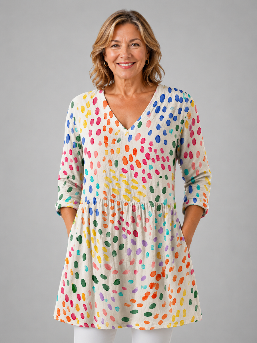 Pauline | Long Blouse with V-Neck