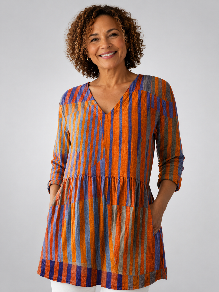 Nadia | Long Blouse with V-Neck