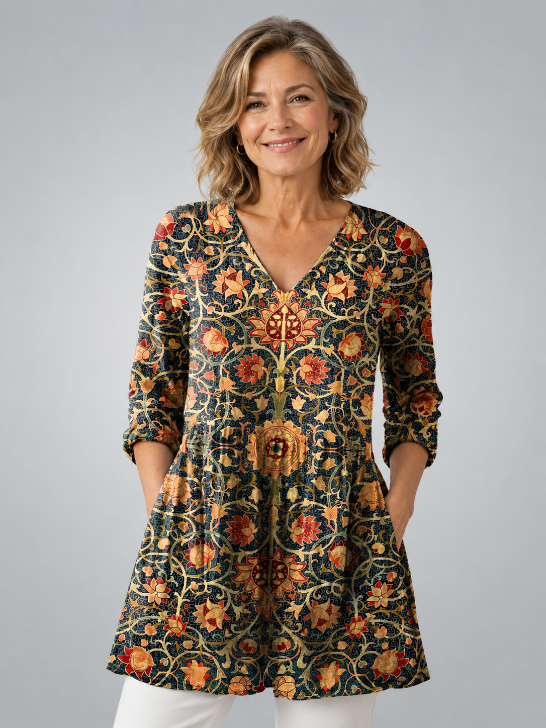 Celine | Long Blouse with V-Neck