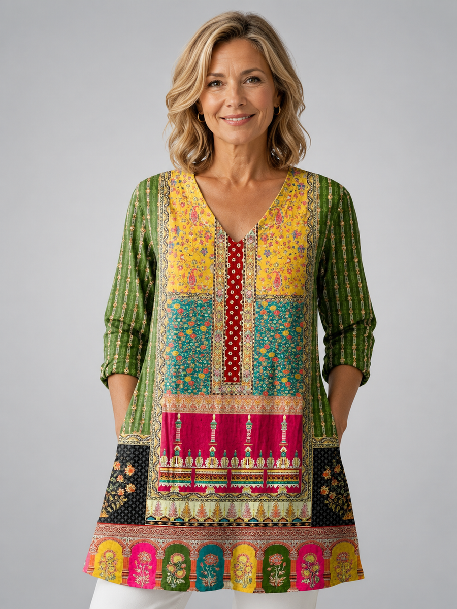 Emilie | Long Blouse with V-Neck