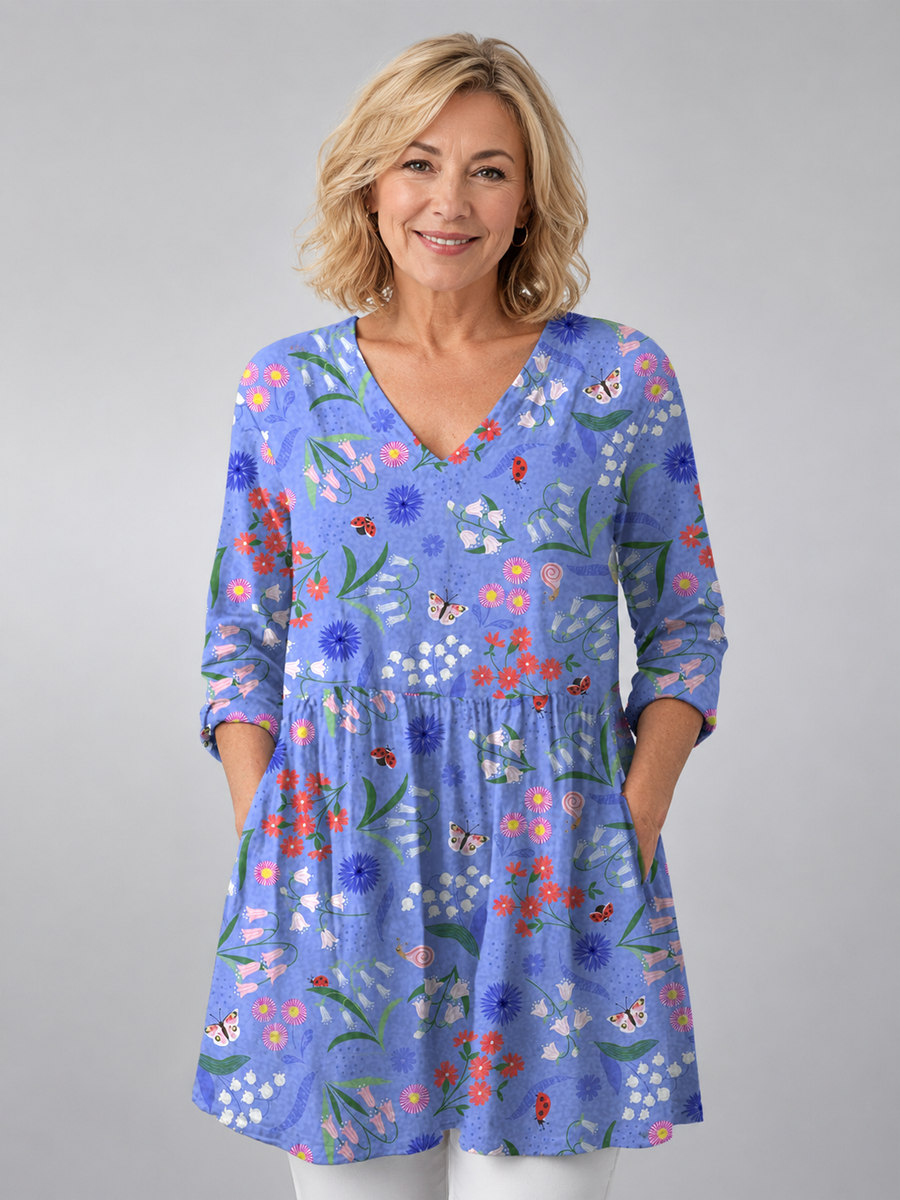 Aline | Long Blouse with V-Neck