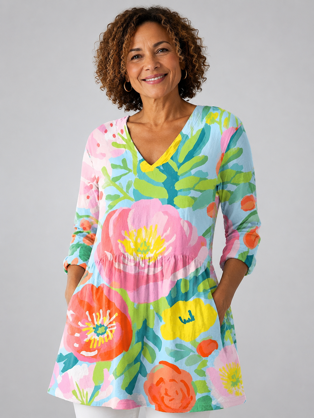 Helene | Long Blouse with V-Neck