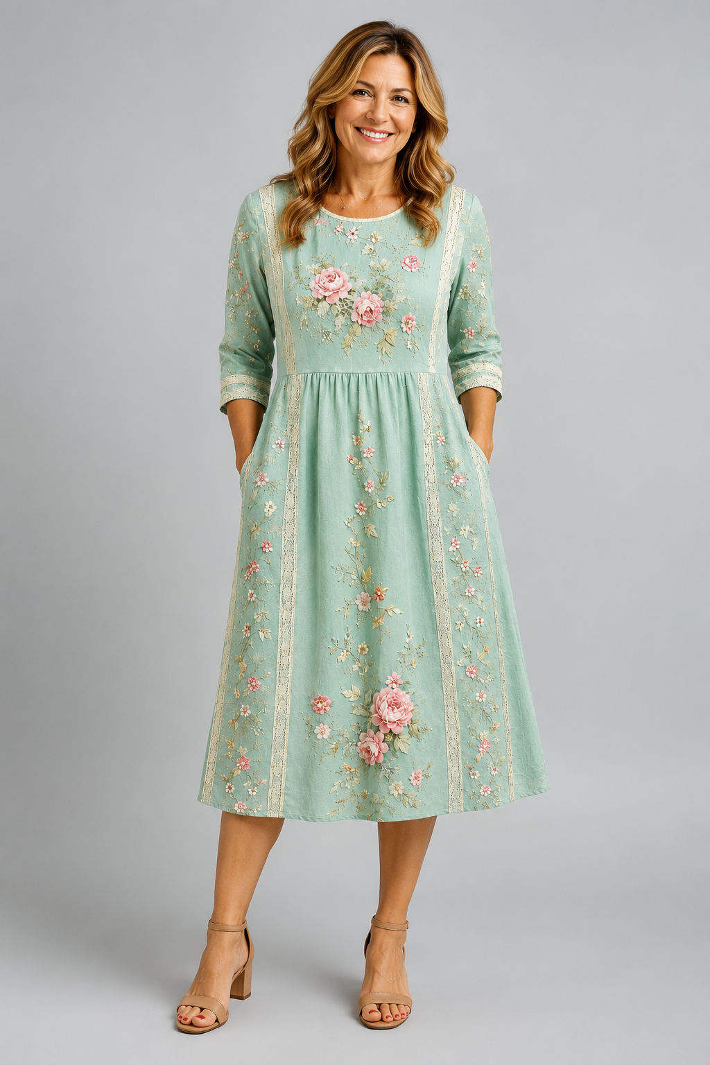 Blush Rose Garden Grace Midi Dress