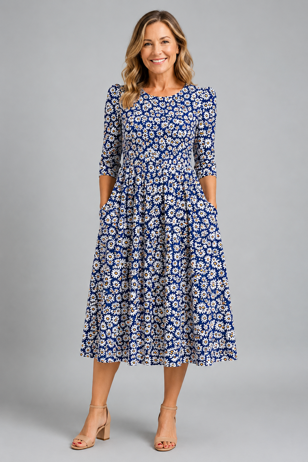 Blue Daisy Garden Pocket Maxi Dress