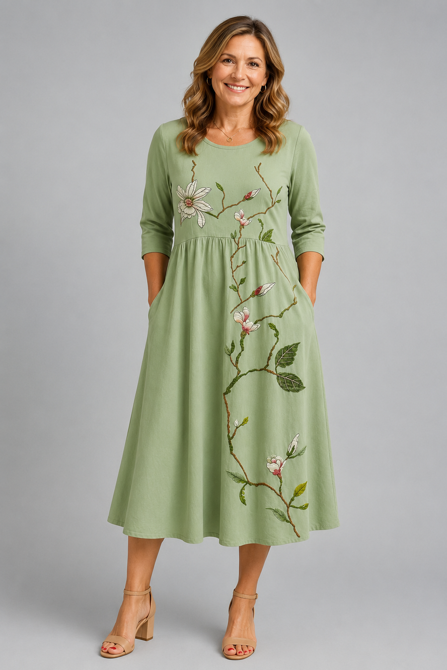 Willow Bloom Sage Midi Dress