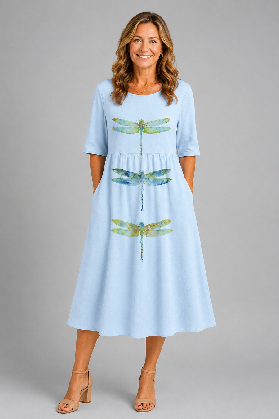 Sky Meadow Dragonfly Pocket Midi Dress
