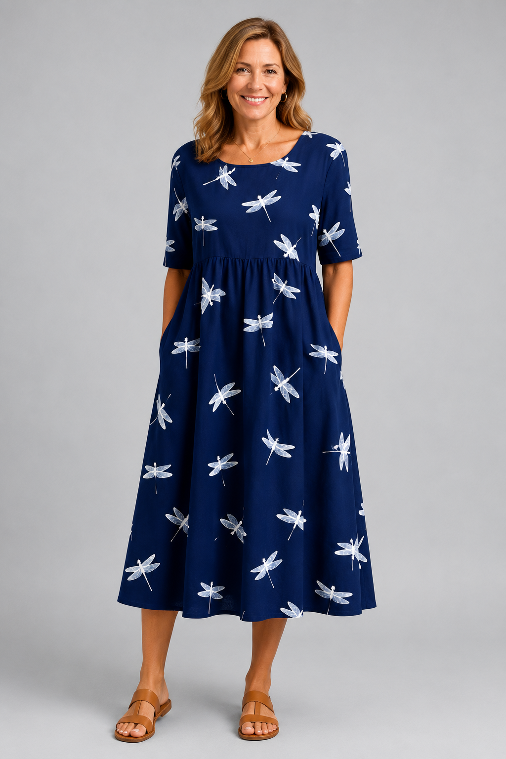 Dragonfly Breeze Pocket Midi Dress