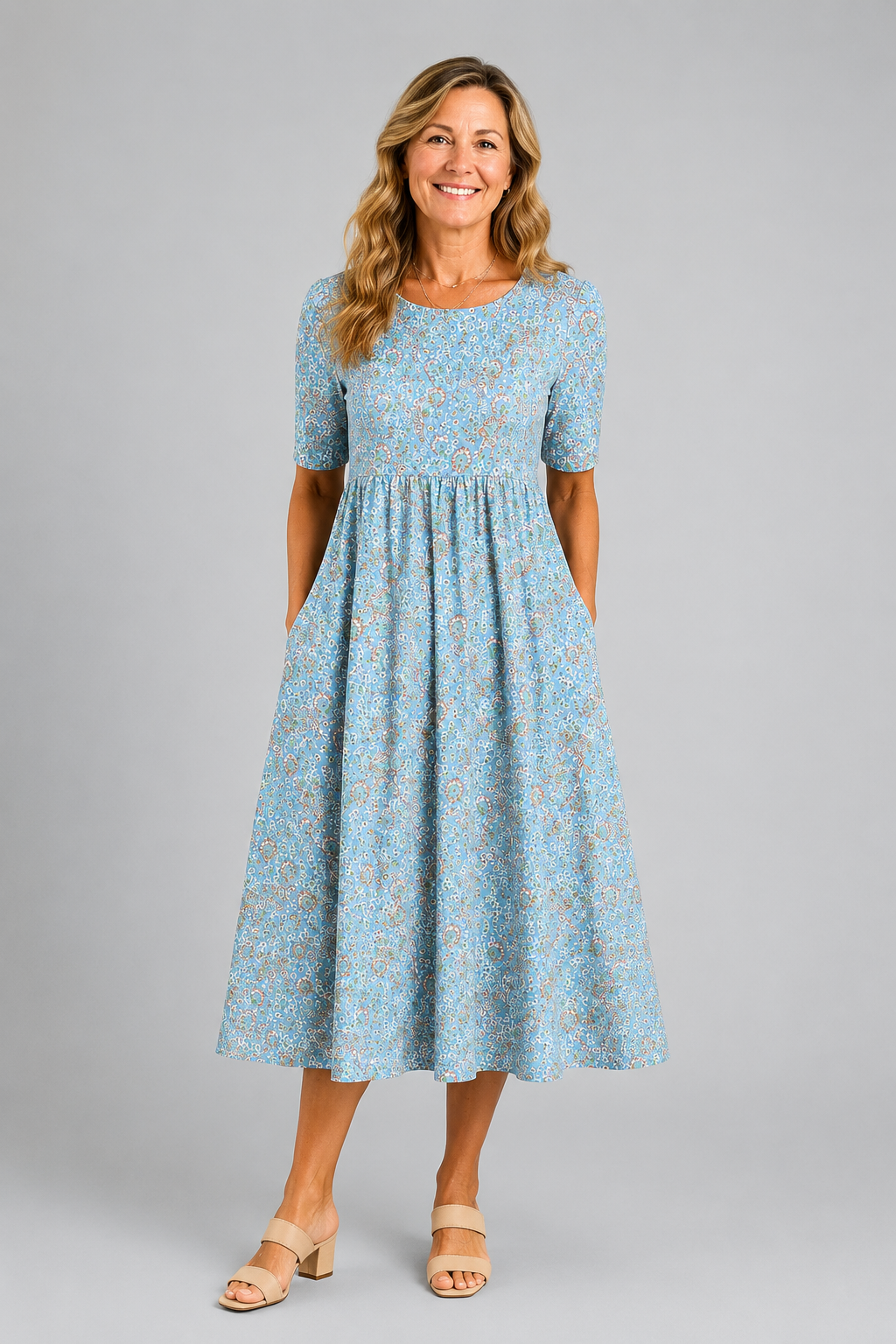 Seaside Mosaic Pocket Maxi Dress