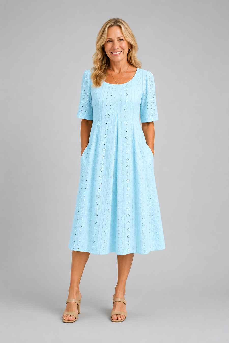 Skylight Grace Eyelet Pocket Midi Dress