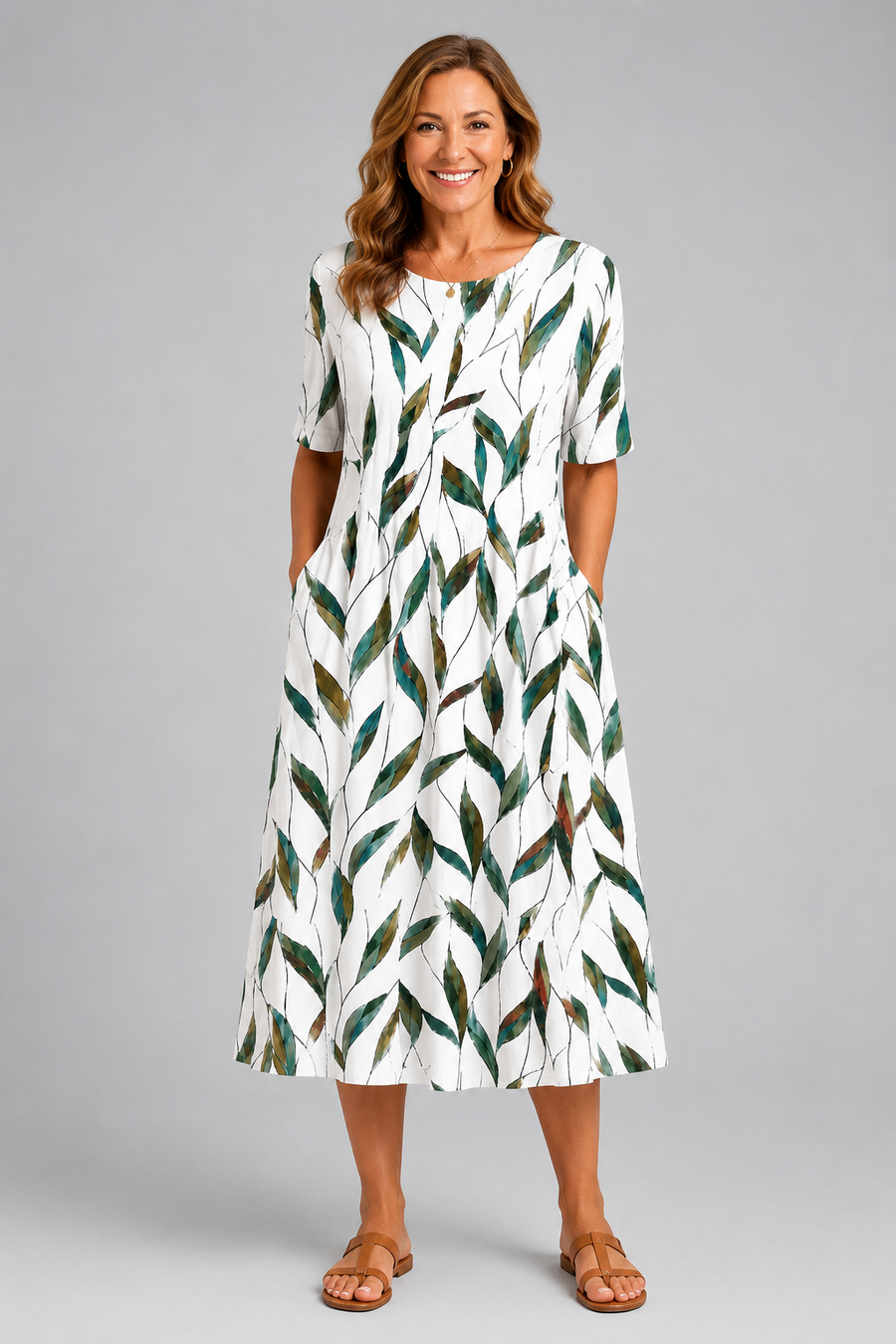 Willow Meadow Botanical Pocket Midi Dress