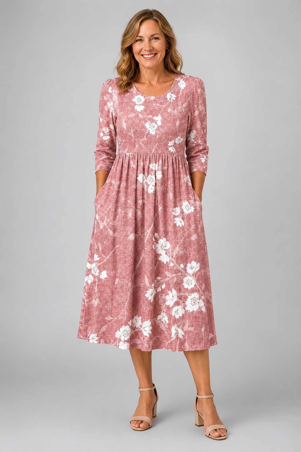 Blush Bloom Grace Pocket Midi Dress
