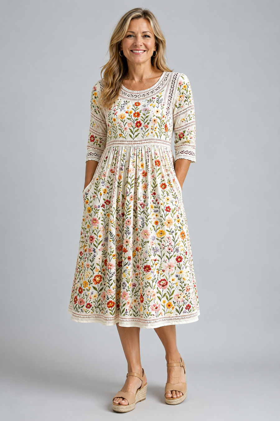 Wildflower Meadow Charm Midi Dress